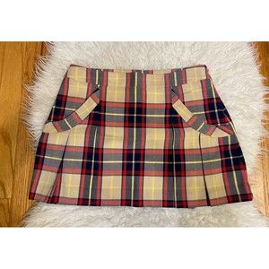 Vintage Princess Vera Wang Red Navy Yellow  Plaid Mini Skirt Size 1 / Small
